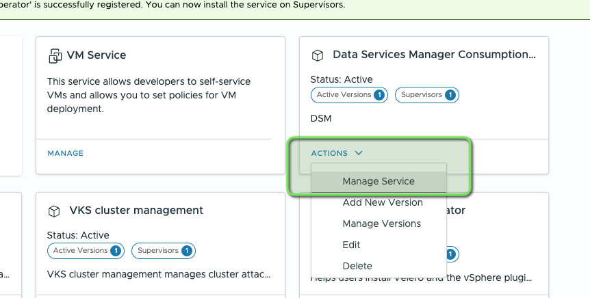 Register DSM Supervisor Service step 2