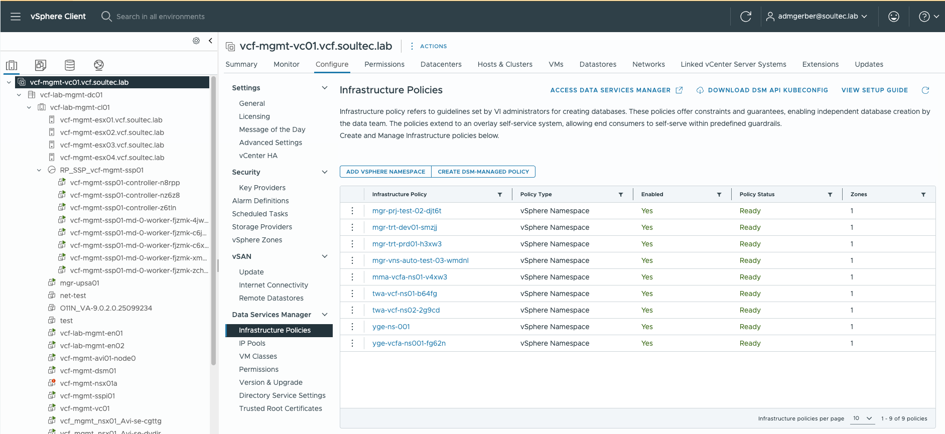 vSphere Namespace ready