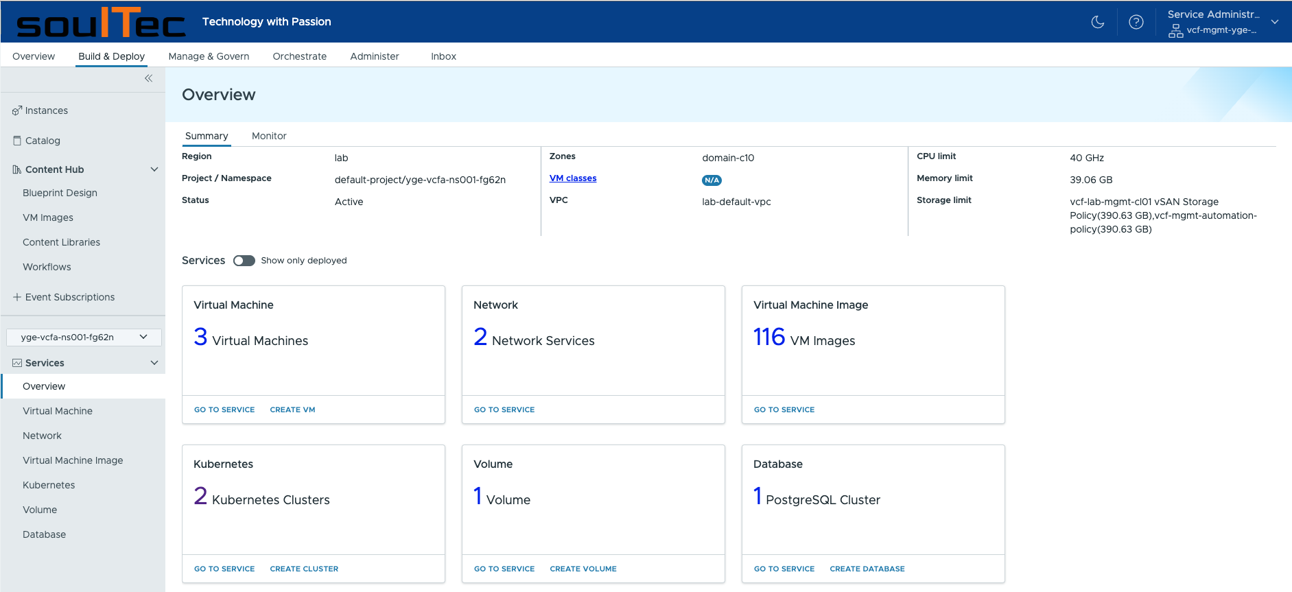 VCFA DSM provisioning